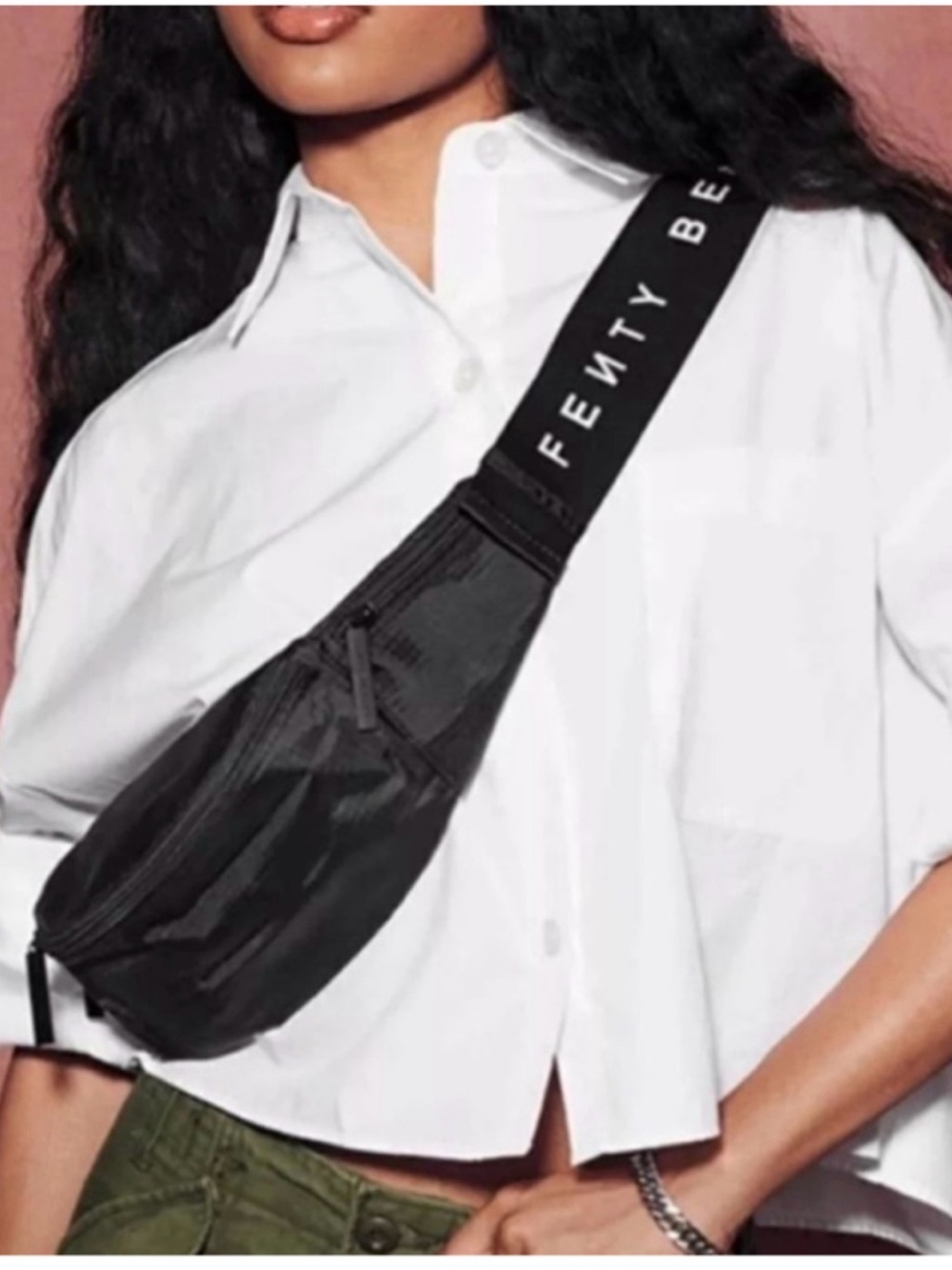 Fenty Beauty Black Belt Bag with Branded Strap